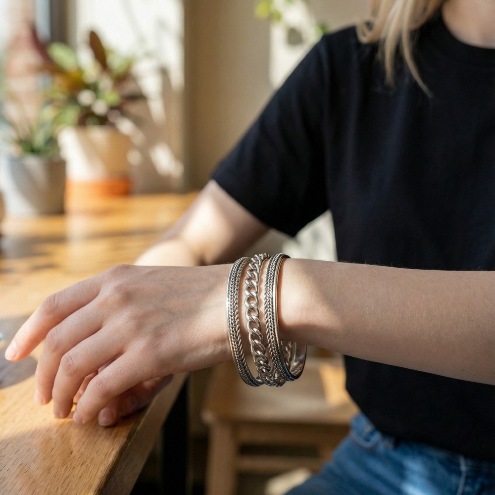 Bangle Silver Bracelet Trio